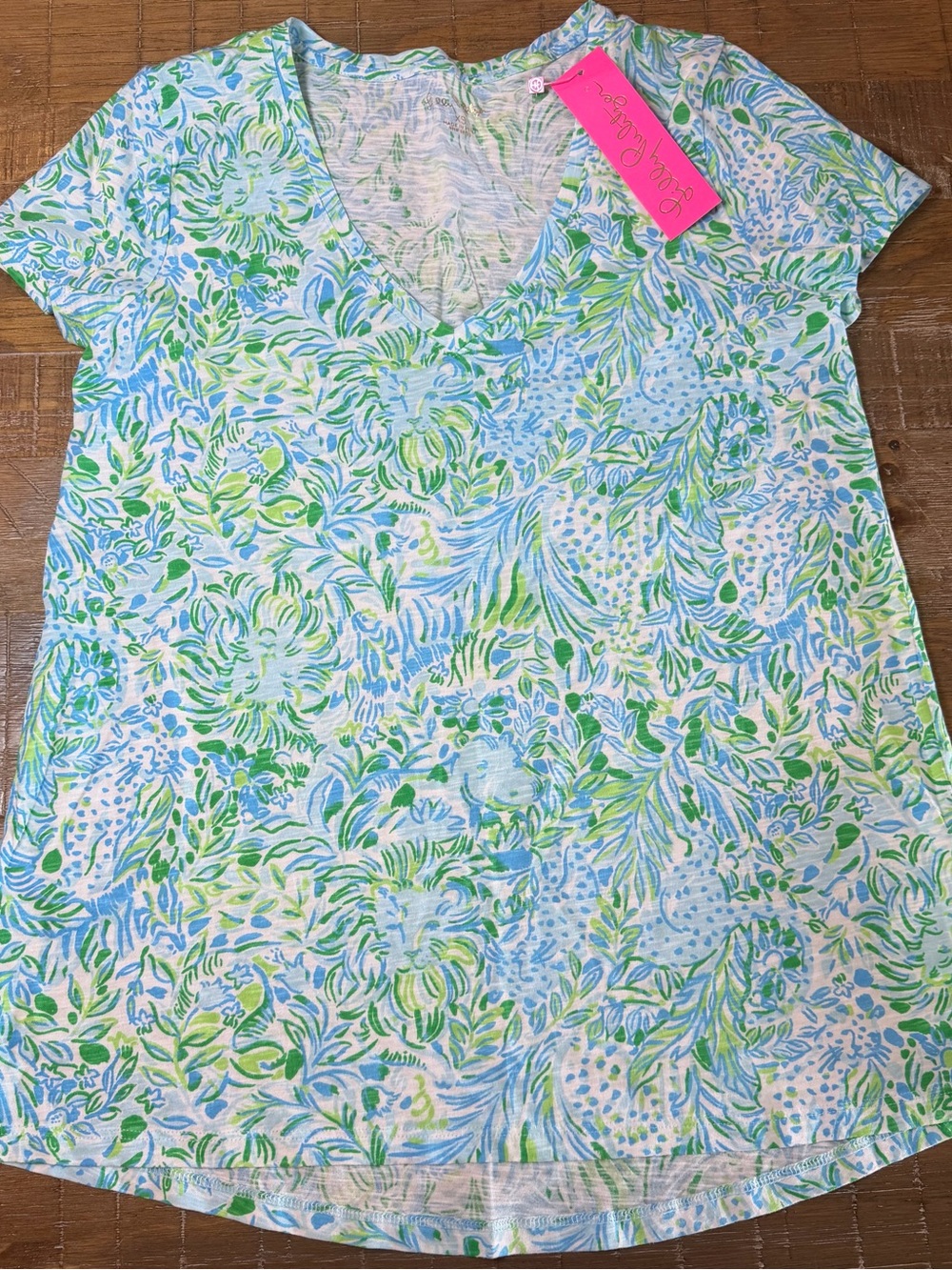 NEW Lilly Pulitzer Etta V Neck Hydra Blue Dandy Lions Size XS